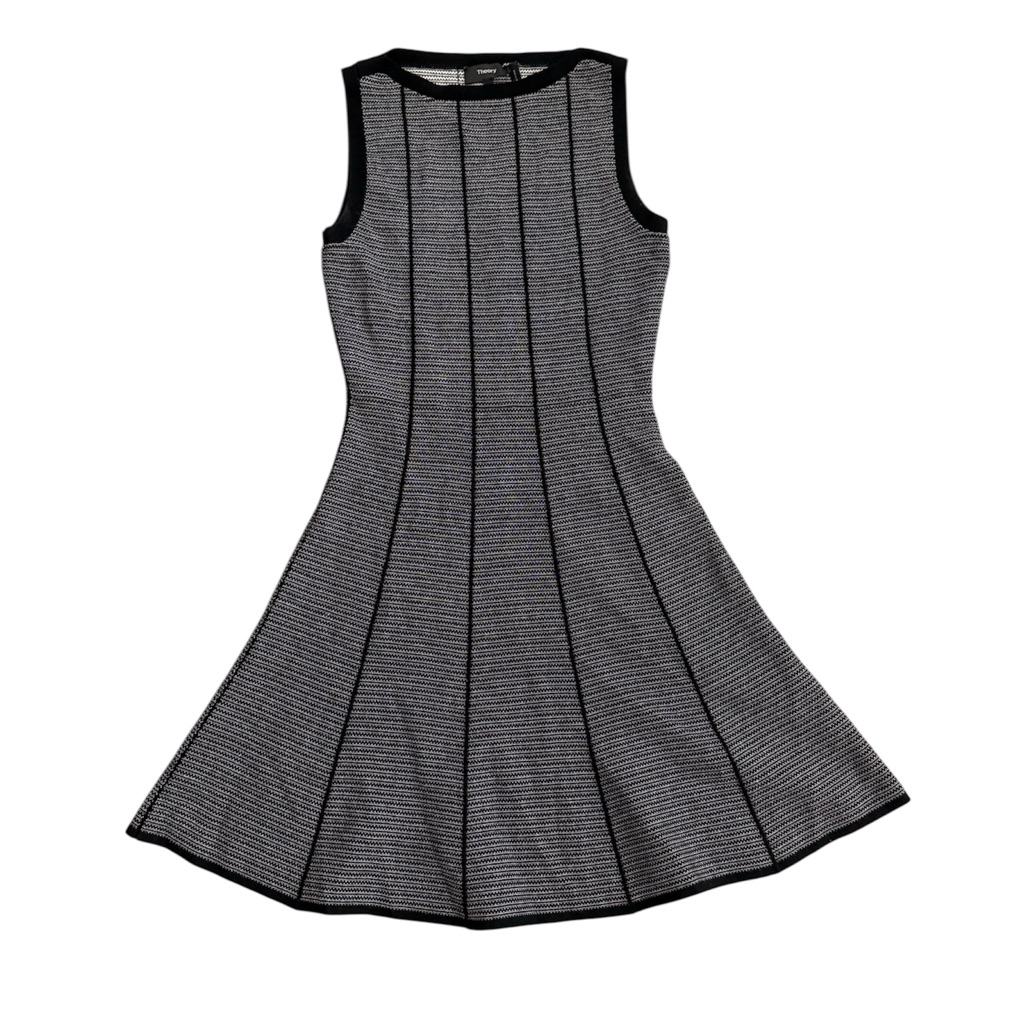 Theory Women’s Sleeveless Fit & Flare Black & White Mini Dress
